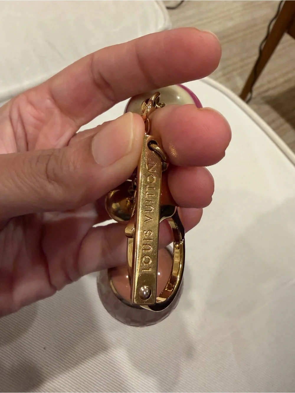 Louis Vuitton Pink Resin Monogram Mini Lin Croisette Bag Charm Keyring with COA